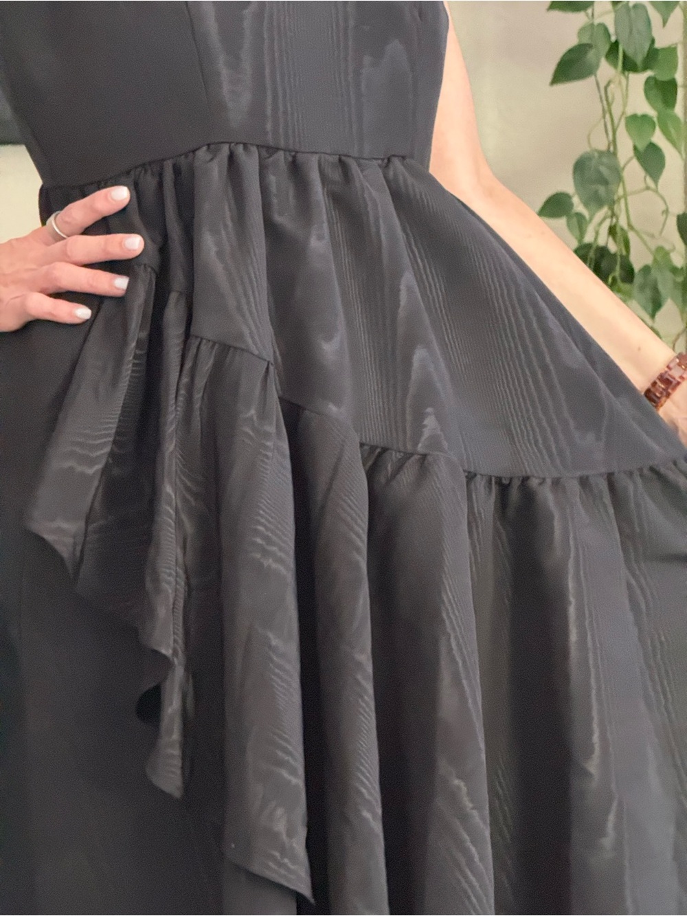 Kate Spade X 🎯Black Tiered Satin teired Spaghetti Strap Maxi Dress - Picture 4 of 6